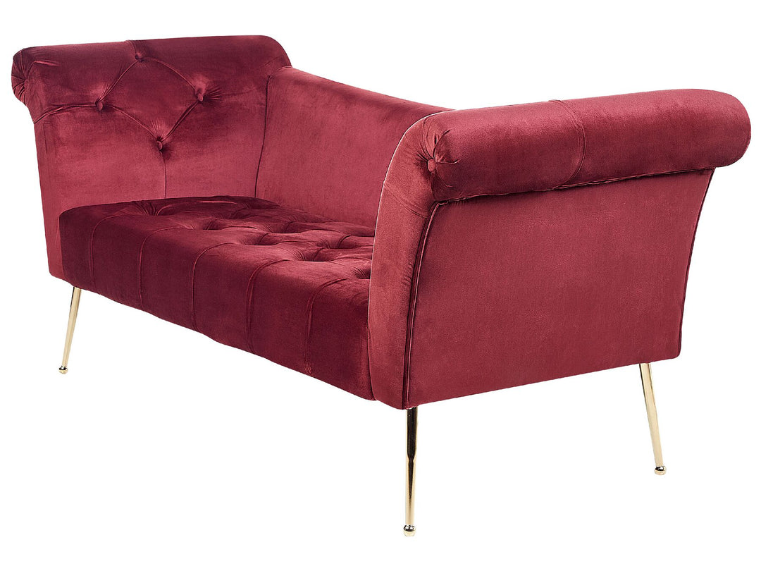 Nantilly Velvet Chaise Lounge Dark Red