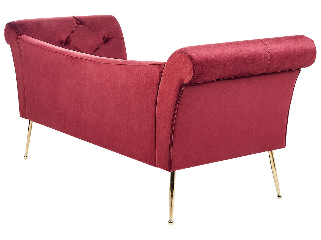 Nantilly Velvet Chaise Lounge Dark Red