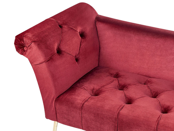 Nantilly Velvet Chaise Lounge Dark Red