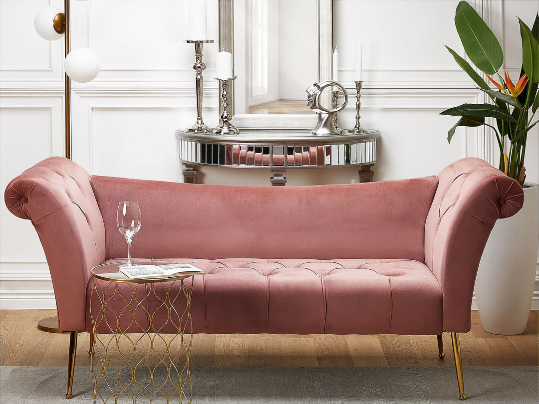 Nantilly Velvet Chaise Lounge Pink