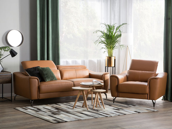 Narwik 3 Seater Leather Sofa Golden Brown