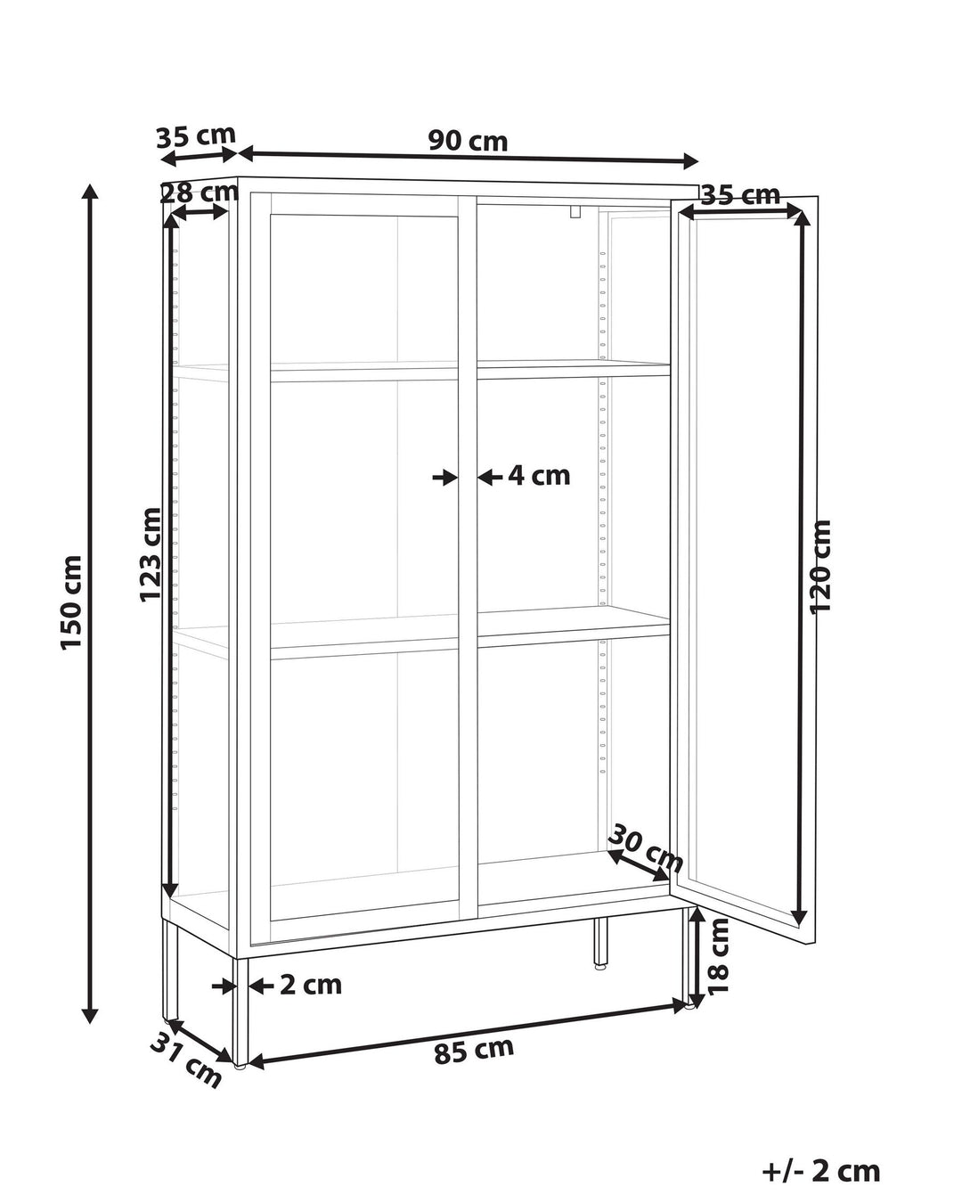 Sufy Steel Display Cabinet White