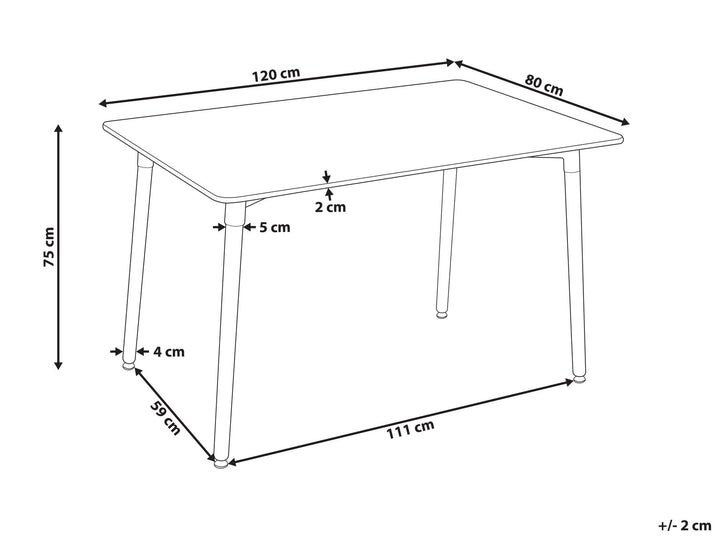 Exeter Dining Table 120 x 80 cm White and Light Wood