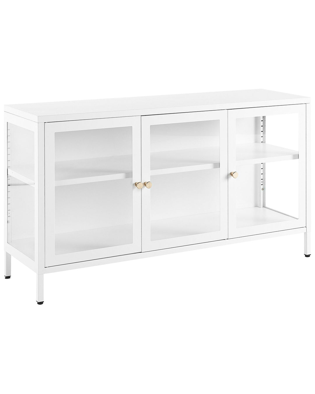 Newport 3 Door Metal Sideboard with Glass Display White