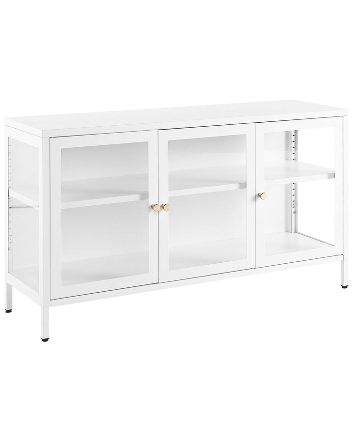 Newport 3 Door Metal Sideboard with Glass Display White