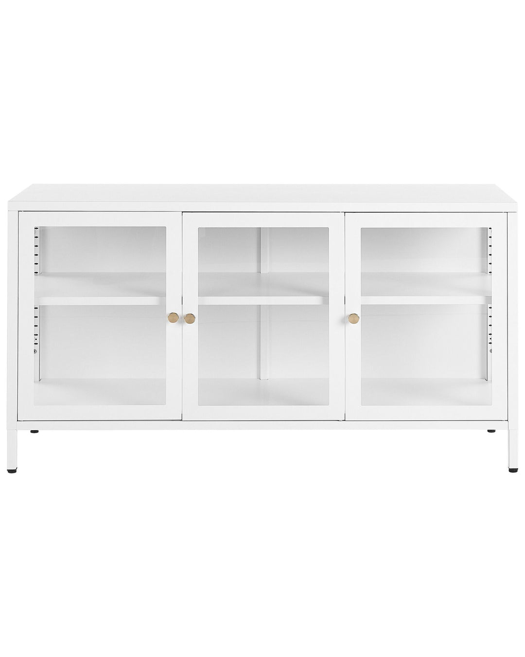 Curio 3 Door Metal Sideboard with Glass Display White