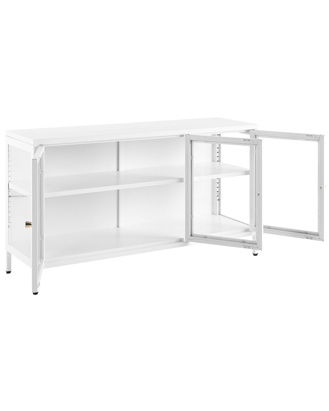 Curio 3 Door Metal Sideboard with Glass Display White