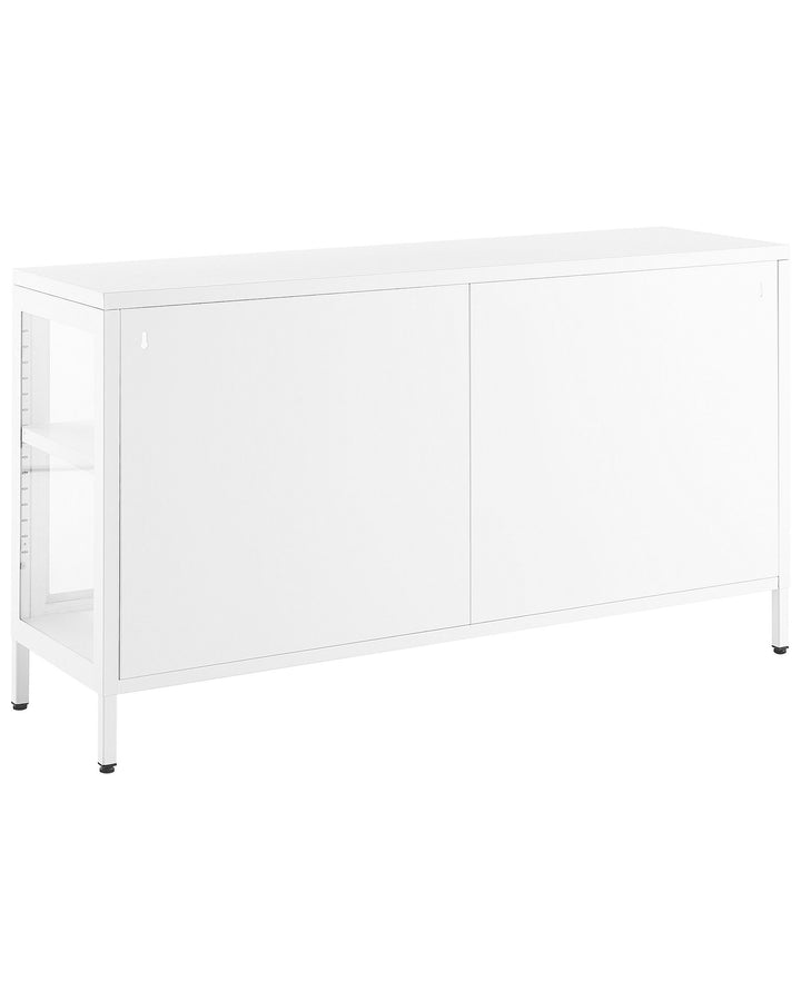 Curio 3 Door Metal Sideboard with Glass Display White