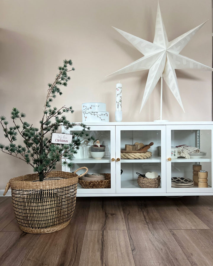 Curio 3 Door Metal Sideboard with Glass Display White