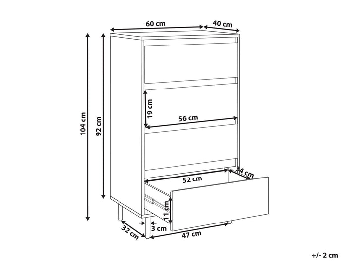 Flueller 4 Drawer Chest Light Wood