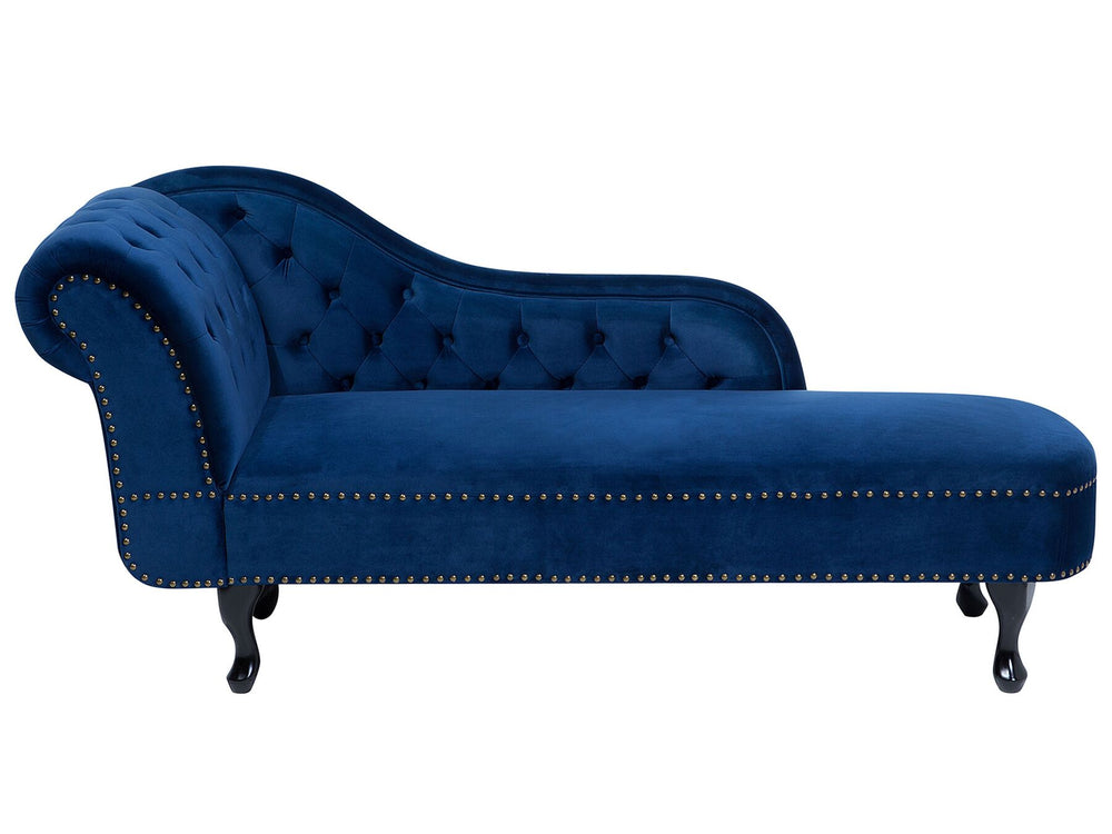 Nimes Left Hand Chaise Lounge Velvet Blue