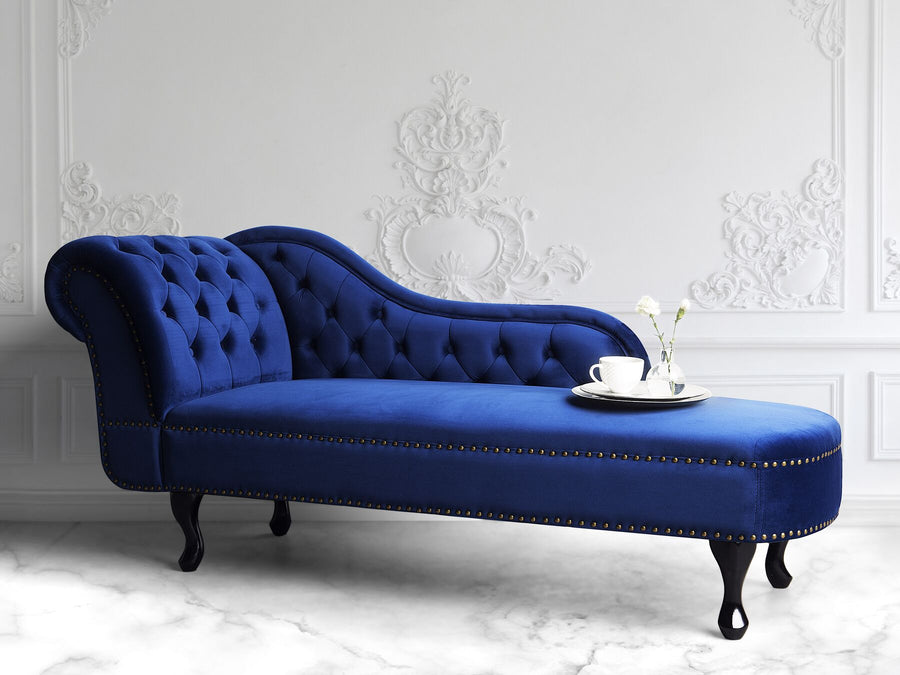 Nimes Left Hand Chaise Lounge Velvet Blue