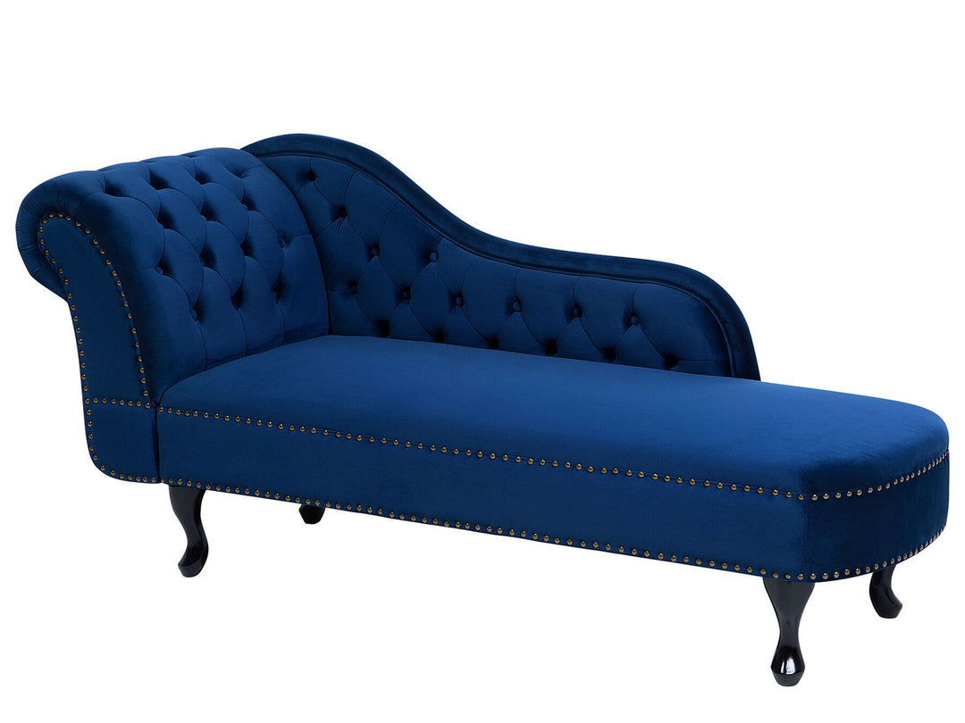 Nimes Left Hand Chaise Lounge Velvet Blue