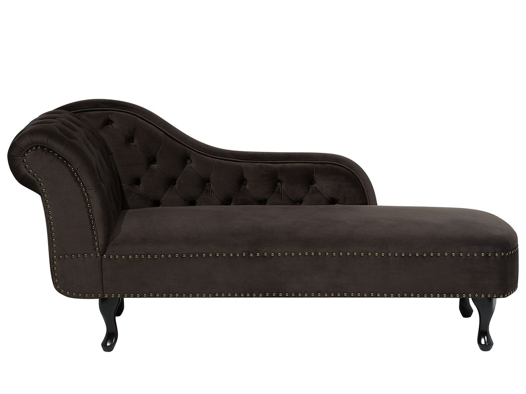 Nimes Left Hand Chaise Lounge Velvet Brown