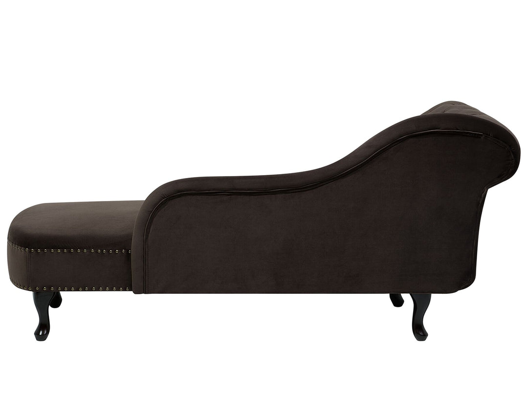 Nimes Left Hand Chaise Lounge Velvet Brown