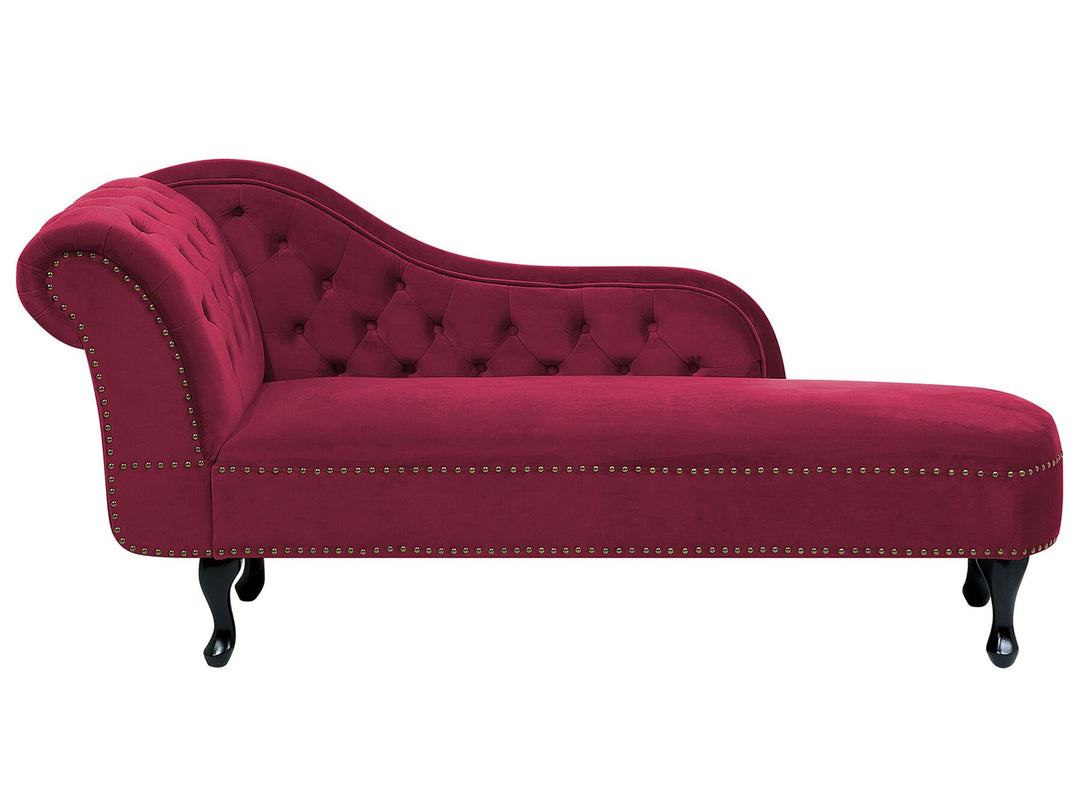 Nimes Left Hand Chaise Lounge Velvet Burgundy