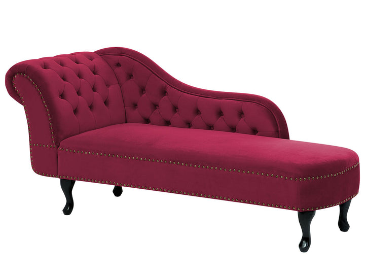 Nimes Left Hand Chaise Lounge Velvet Burgundy