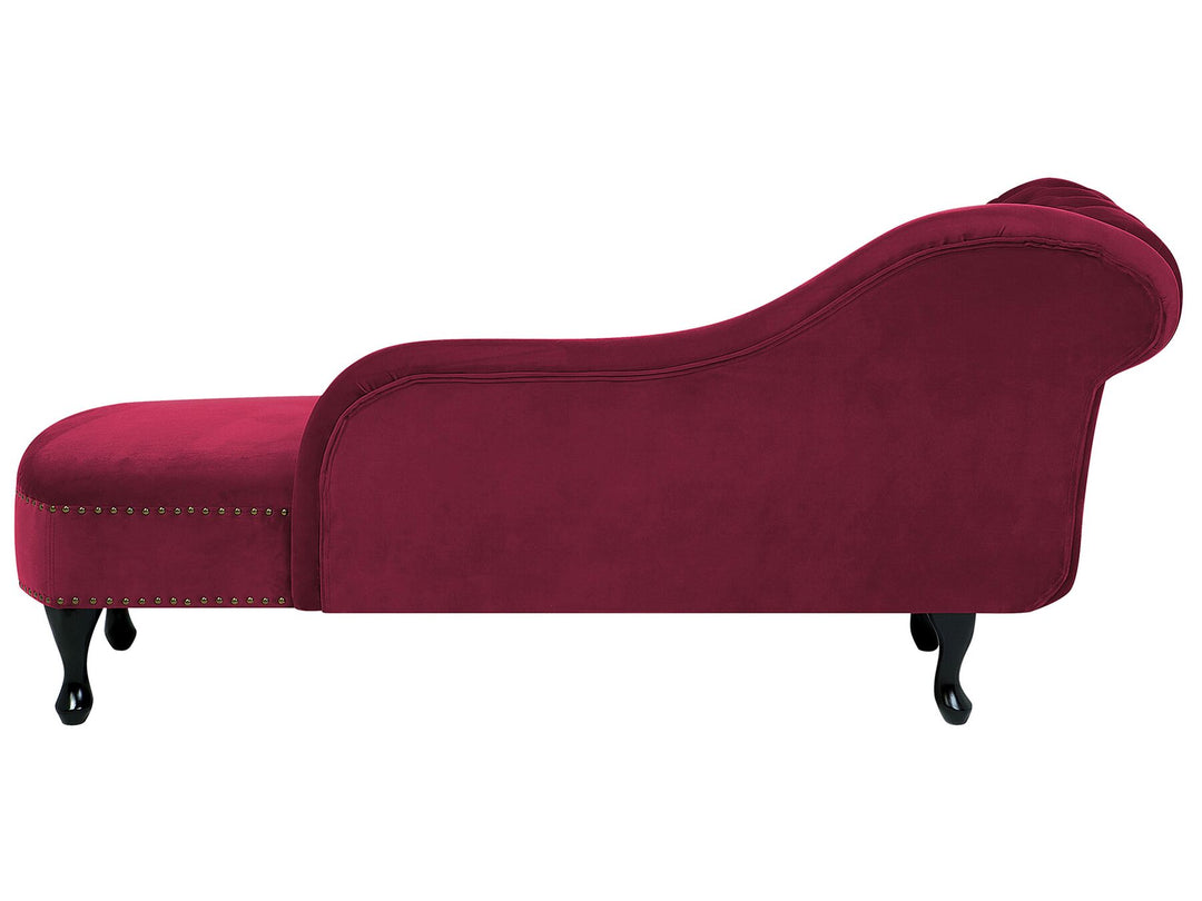 Nimes Left Hand Chaise Lounge Velvet Burgundy