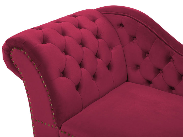 Nimes Left Hand Chaise Lounge Velvet Burgundy