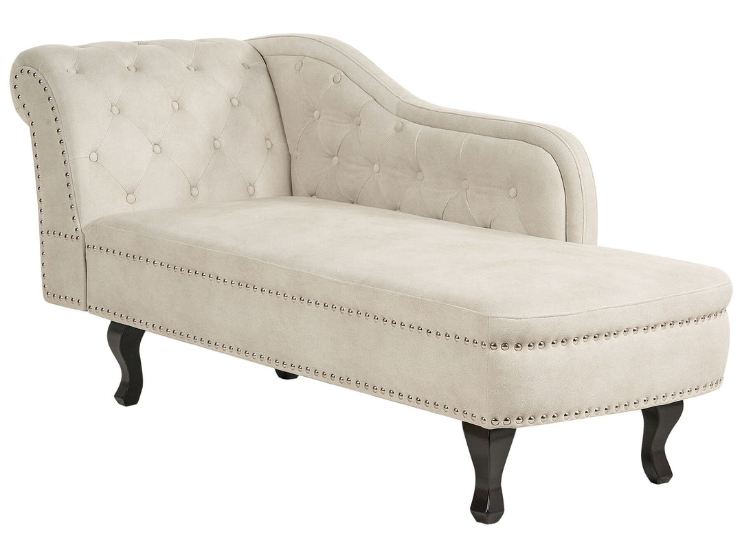 Nimes Left Hand Chaise Lounge Velvet Light Beige