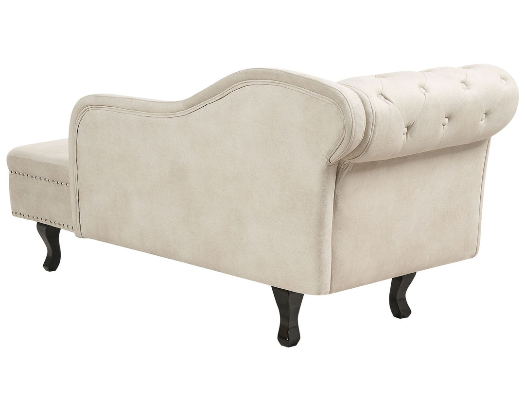 Nimes Left Hand Chaise Lounge Velvet Light Beige