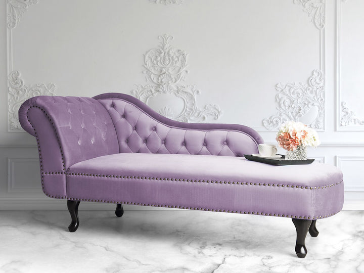 Nimes Left Hand Chaise Lounge Velvet Light Violet