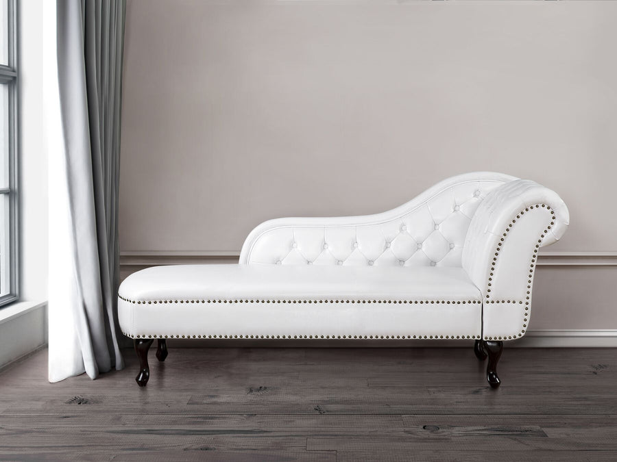 Nimes Right Hand Chaise Lounge Faux Leather White