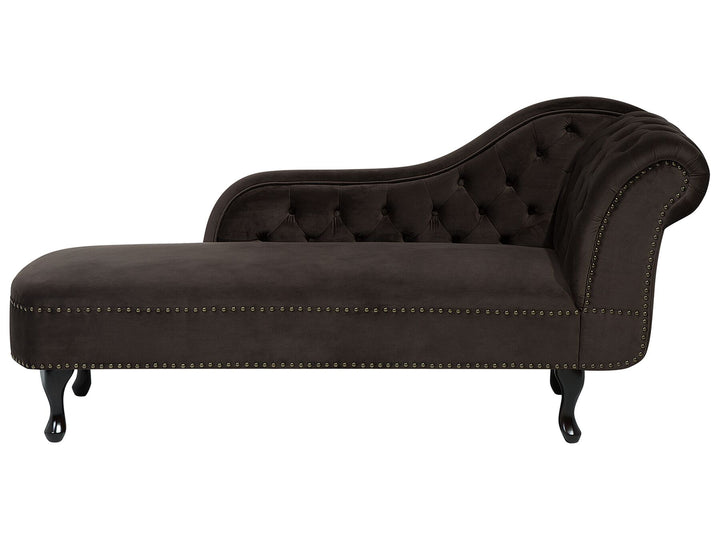 Nimes Right Hand Chaise Lounge Velvet Brown