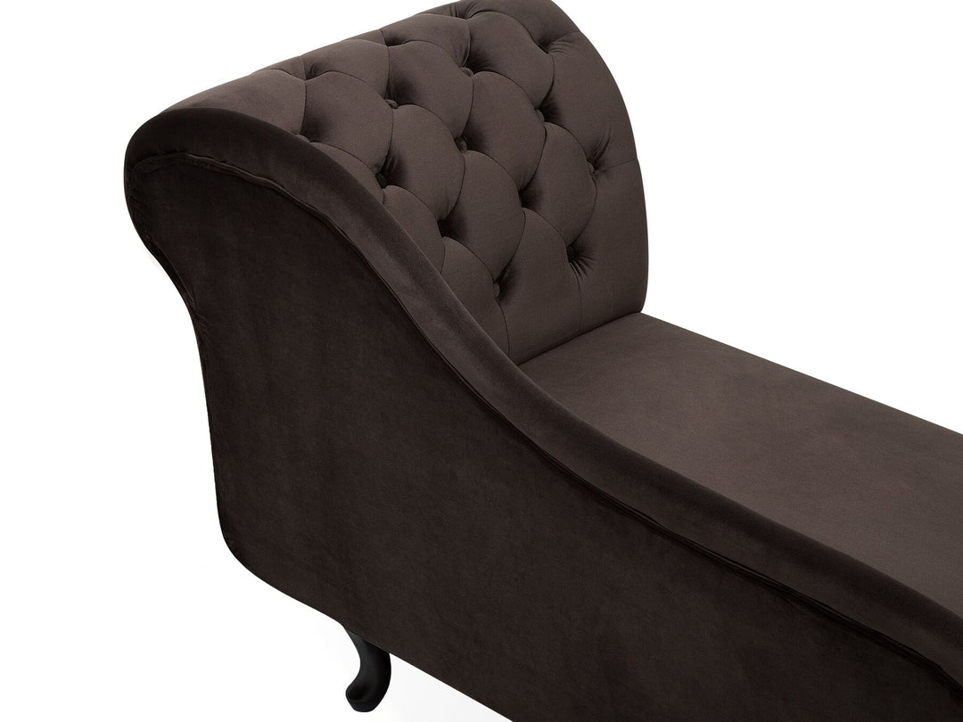 Nimes Right Hand Chaise Lounge Velvet Brown