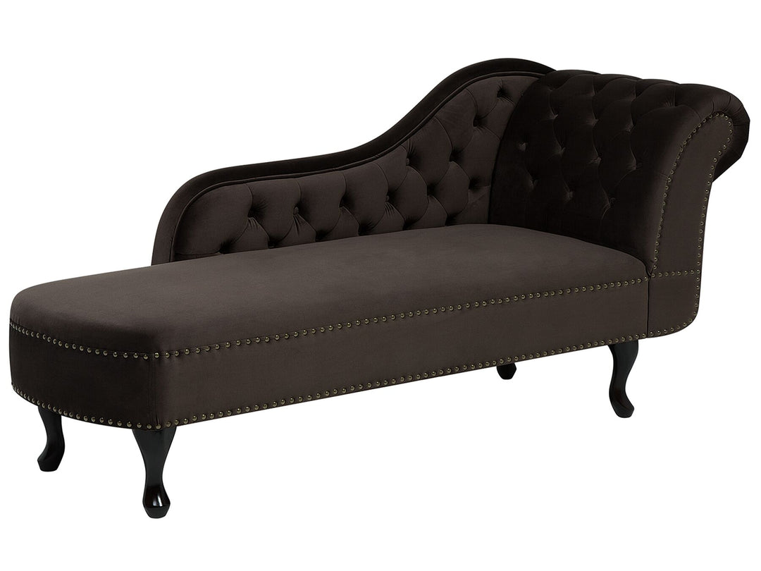 Nimes Right Hand Chaise Lounge Velvet Brown