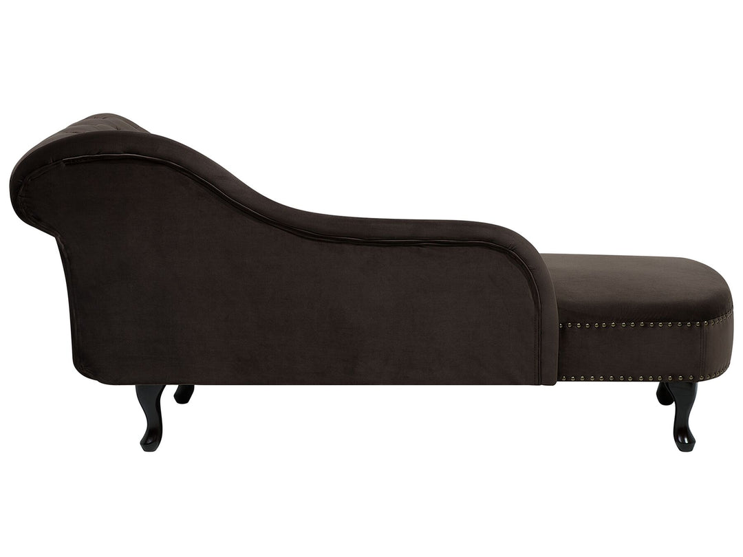 Nimes Right Hand Chaise Lounge Velvet Brown