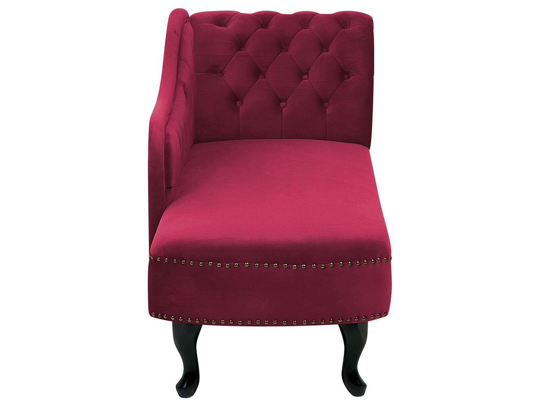 Nimes Right Hand Chaise Lounge Velvet Burgundy