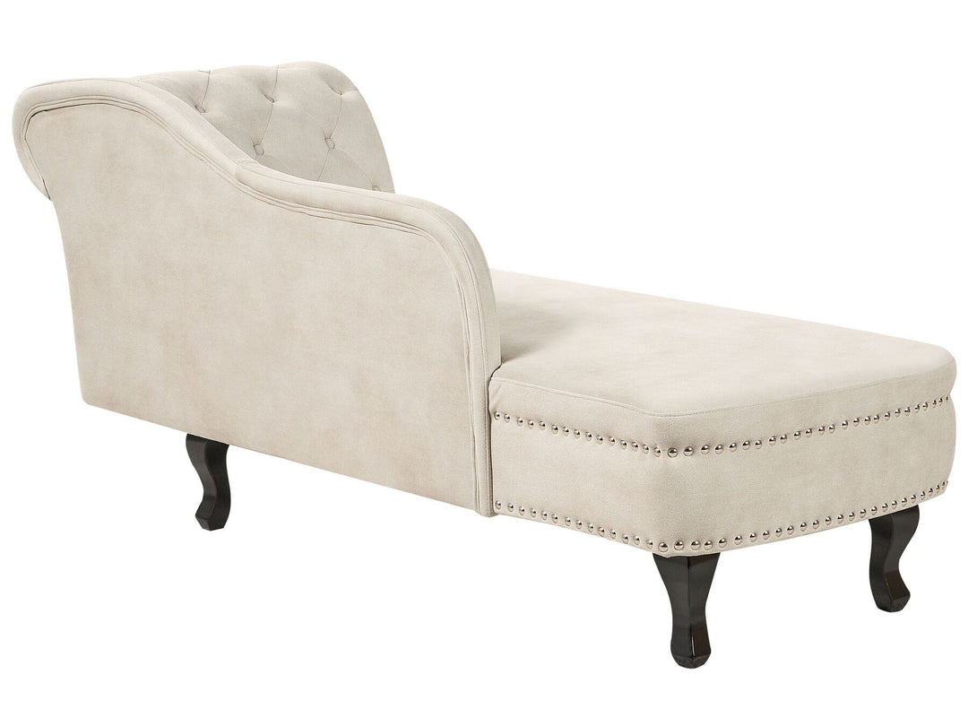 Nimes Right Hand Chaise Lounge Velvet Light Beige