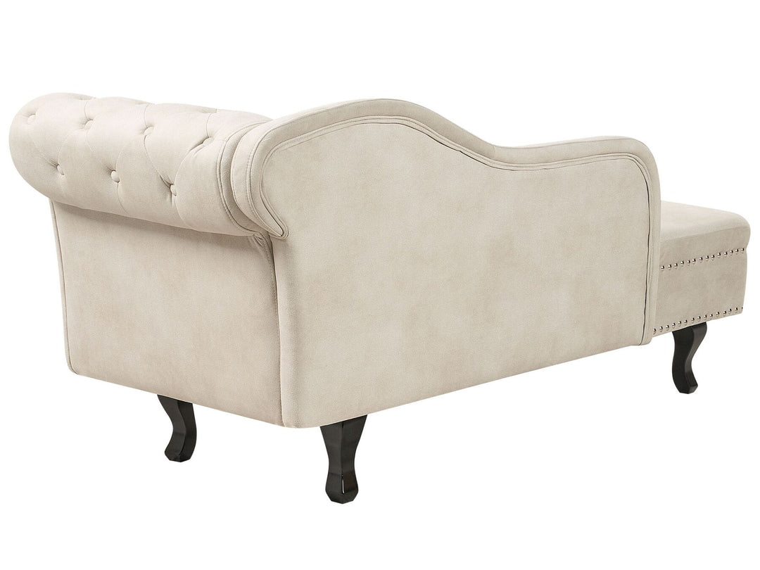 Nimes Right Hand Chaise Lounge Velvet Light Beige