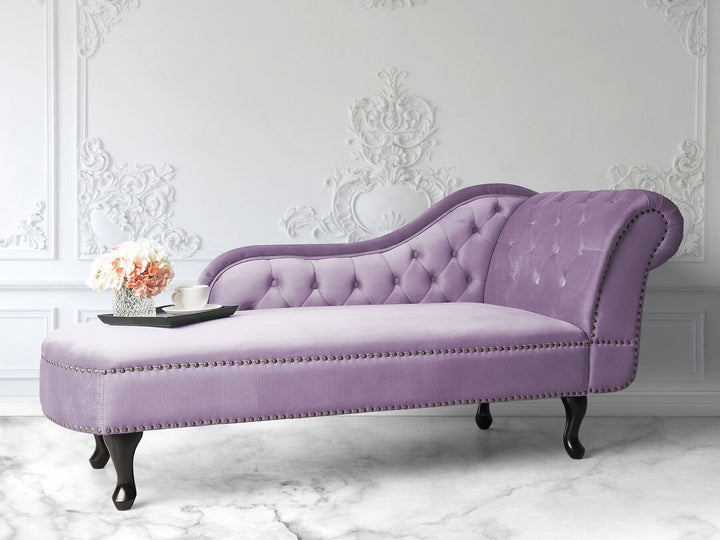 Nimes Right Hand Chaise Lounge Velvet Light Violet