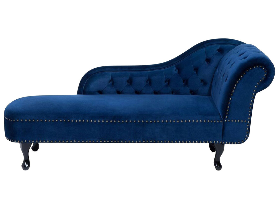 Nimes Right Hand Chaise Lounge Velvet Navy Blue