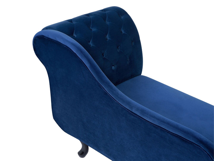 Right Hand Chaise Lounge Velvet Navy Blue Davene