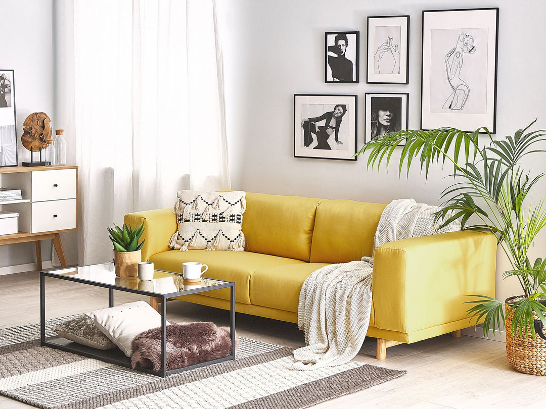 Nivala 3 Seater Fabric Sofa Yellow