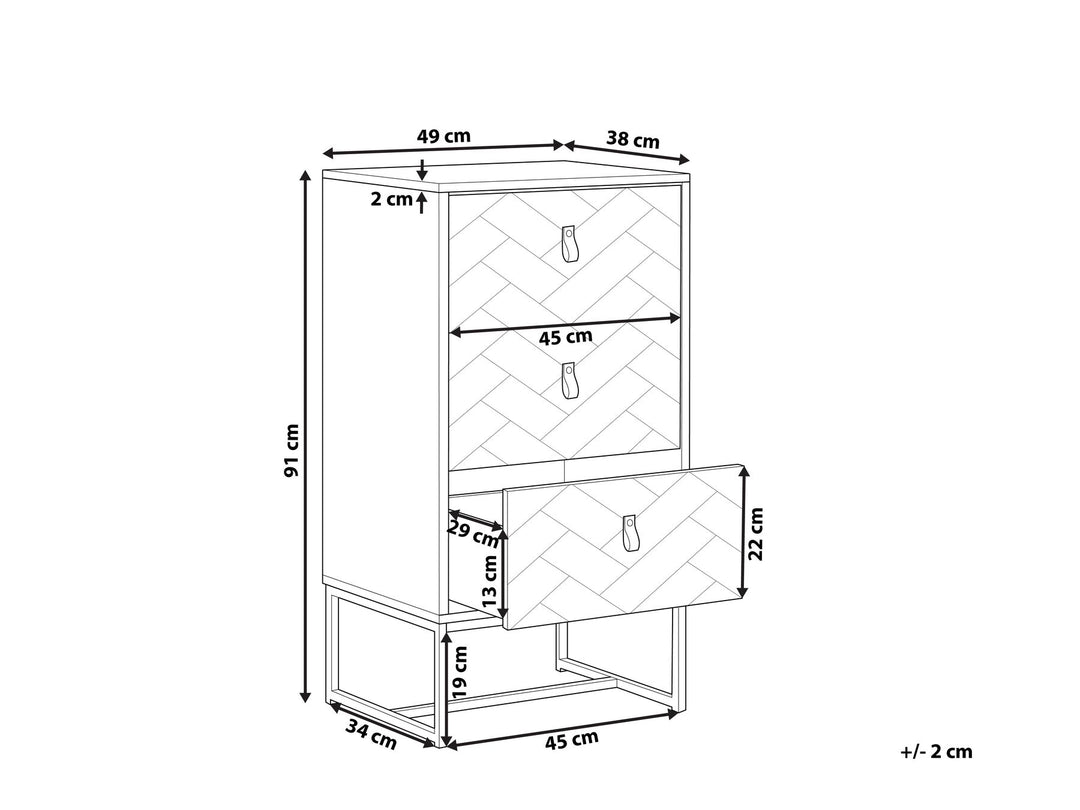 Slauson II 3 Drawer Chest Dark Wood with White