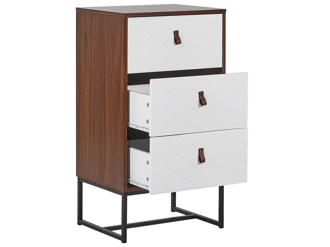 Slauson II 3 Drawer Chest Dark Wood with White