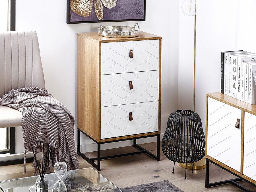 Nueva 3 Drawer Chest Light Wood with White