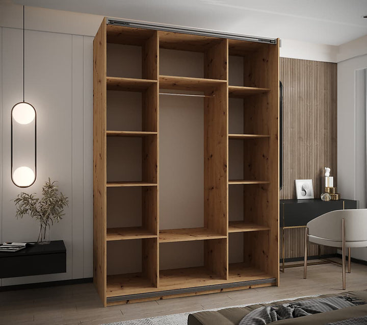 Trosa III Modern Sliding Door Wardrobe Oak Artisan