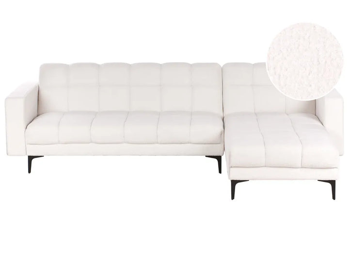 Modular Corner Sofa Bed 4 Seater Boucle White Yosef