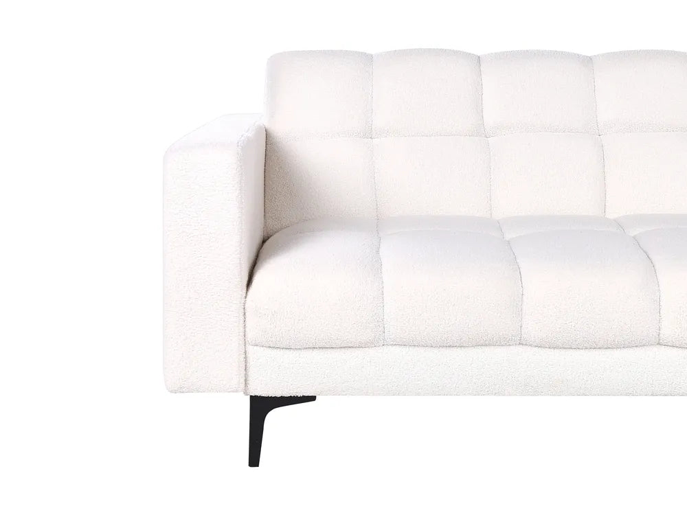 Modular Corner Sofa Bed 4 Seater Boucle White Yosef