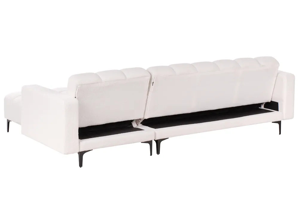 Modular Corner Sofa Bed 4 Seater Boucle White Yosef