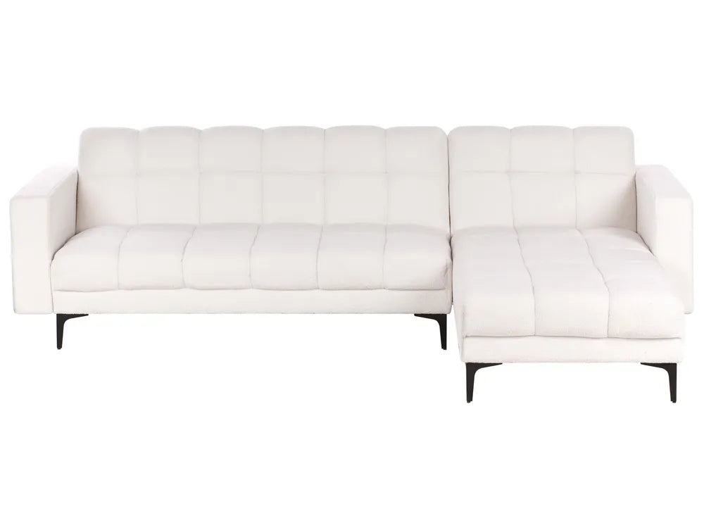 Modular Corner Sofa Bed 4 Seater Boucle White Yosef