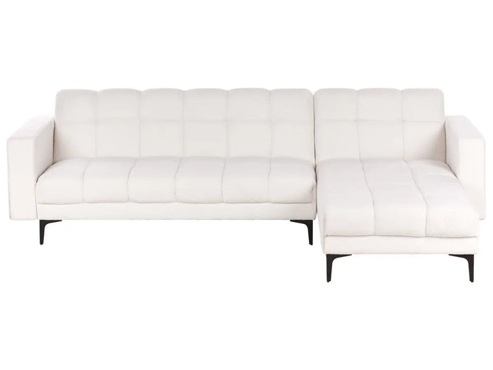 Modular Corner Sofa Bed 4 Seater Boucle White Yosef