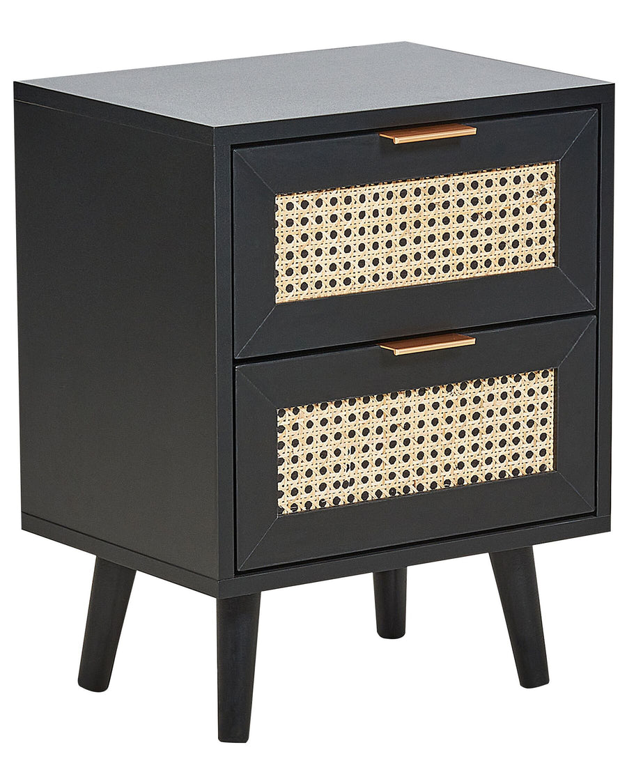 2 Drawer Bedside Table Black OPOCO
