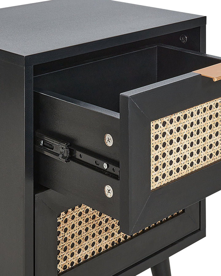 2 Drawer Bedside Table Black Keniel