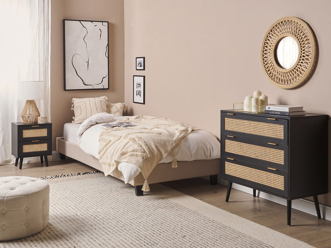 2 Drawer Bedside Table Black Keniel